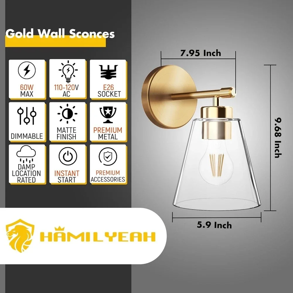 Hamilyeah Gold Wall Sconce Lighting Fixture